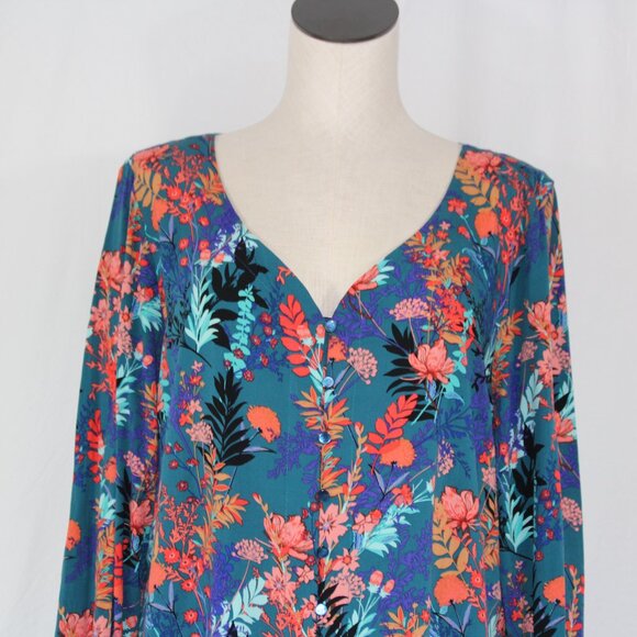 Soft Surroundings Women's Floral Print Blouse Button Down Long Sleeve Top XL - Picture 4 of 13
